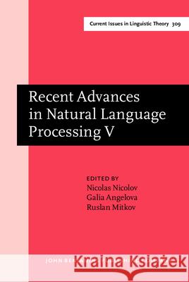 Recent Advances in Natural Language Processing V: Selected Papers from RANLP 2007