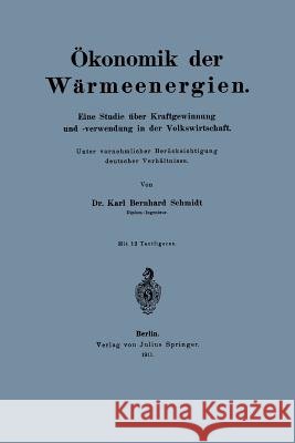 Ökonomik Der Wärmeenergien: Eine Studie Über Kraftgewinnung Unf -Verwendung in Der Volkswirtschaft Schmidt, Karl 9783642982538 Springer - książka