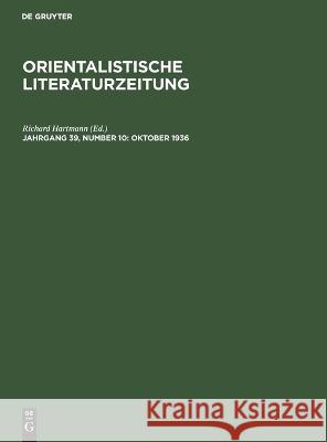 Oktober 1936 Richard Hartmann, No Contributor 9783112615591 De Gruyter - książka