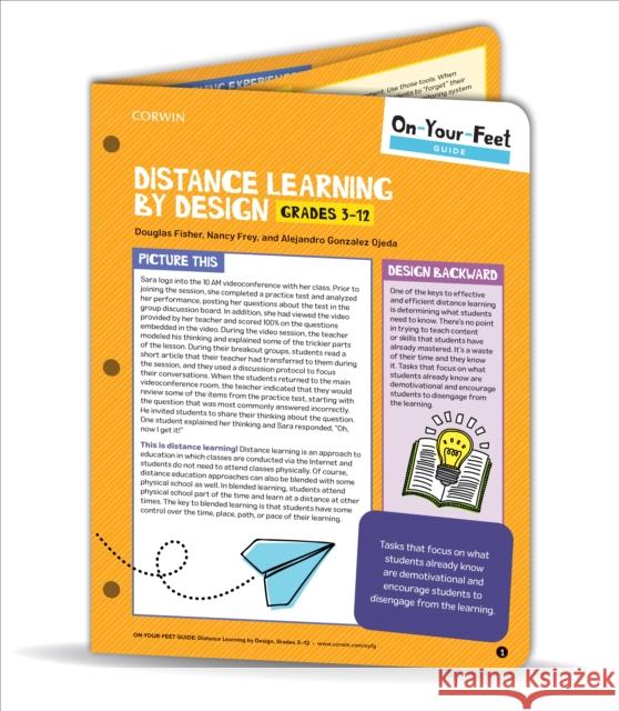 On-Your-Feet Guide: Distance Learning by Design, Grades 3-12 Douglas Fisher Nancy Frey Alejandro Gonzale 9781071836408 Corwin Publishers - książka