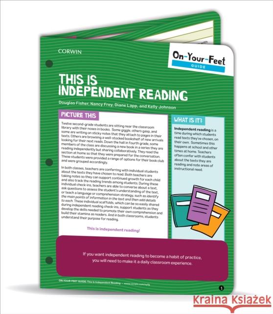 On-Your-Feet Guide: This Is Independent Reading Douglas Fisher Nancy Frey Diane K. Lapp 9781544378619 SAGE Publications Inc - książka