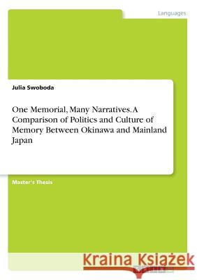 One Memorial, Many Narratives. A Comparison of Politics and Culture of Memory Between Okinawa and Mainland Japan Julia Swoboda 9783668883598 Grin Verlag - książka