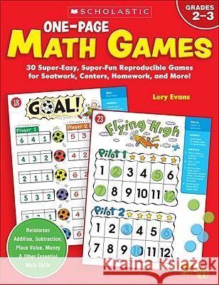 One-Page Math Games Lory Evans 9780545314756 Scholastic Teaching Resources - książka