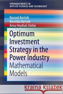 Optimum Investment Strategy in the Power Industry: Mathematical Models Bartnik, Ryszard 9783319318714 Springer - książka