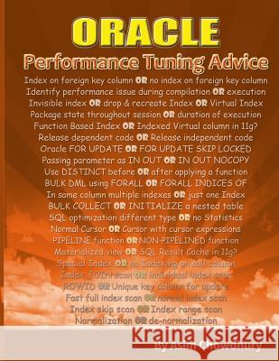 ORACLE Performance Tuning Advice Chowdhury, Asim 9781543242706 Createspace Independent Publishing Platform - książka