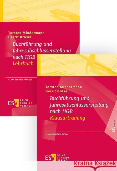Paket aus den zwei Büchern: -  - Buchführung und Jahresabschlusserstellung nach HGB - Lehrbuch und  -  - Buchführung und Jahresabschlusserstellung nach HGB - Klausurtraining Mindermann, Torsten, Brösel, Gerrit 9783503240890 Erich Schmidt Verlag - książka
