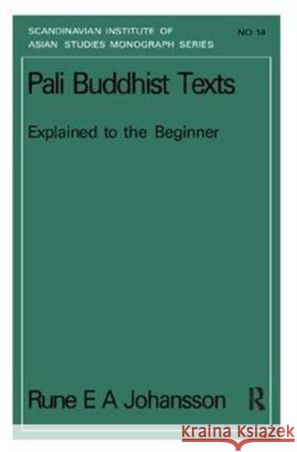 Pali Buddhism Texts Nims14 Rune E. a. Johansson 9781138405646 Routledge - książka