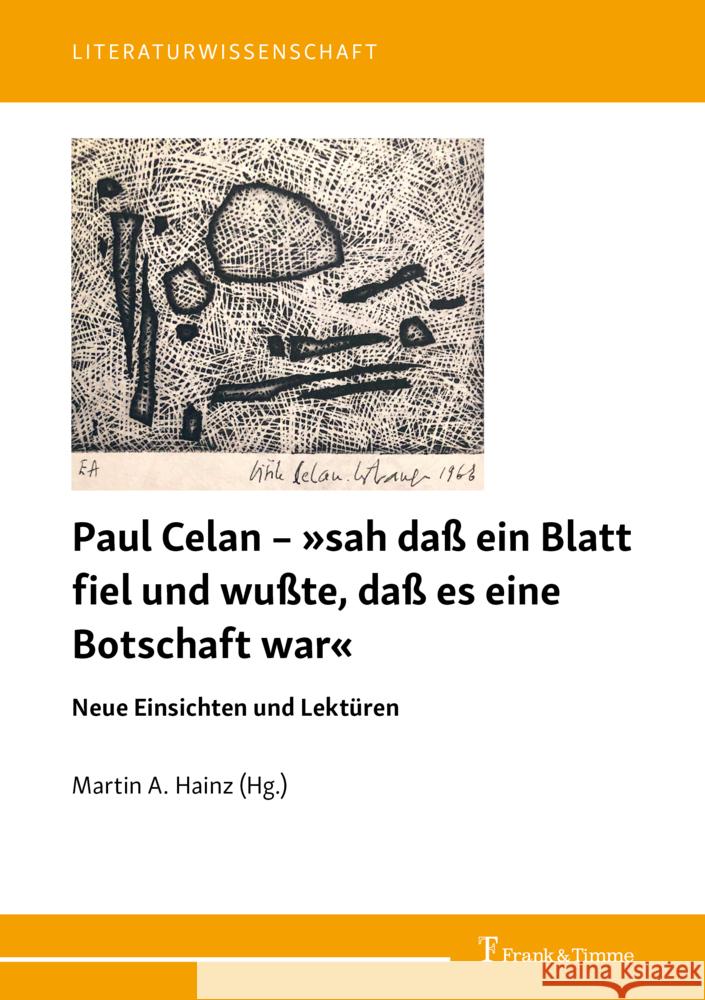 Paul Celan - »sah daß ein Blatt fiel und wußte, daß es eine Botschaft war«  9783732908622 Frank & Timme - książka