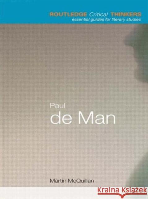 Paul de Man Martin McQuillan 9780415215138  - książka