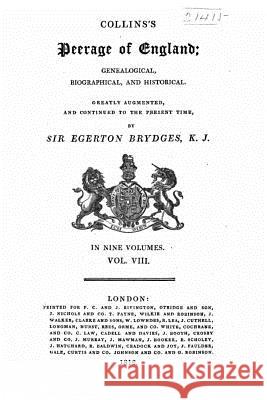 Peerage of England - Vol. VIII Egerton Brydges 9781532794698 Createspace Independent Publishing Platform - książka