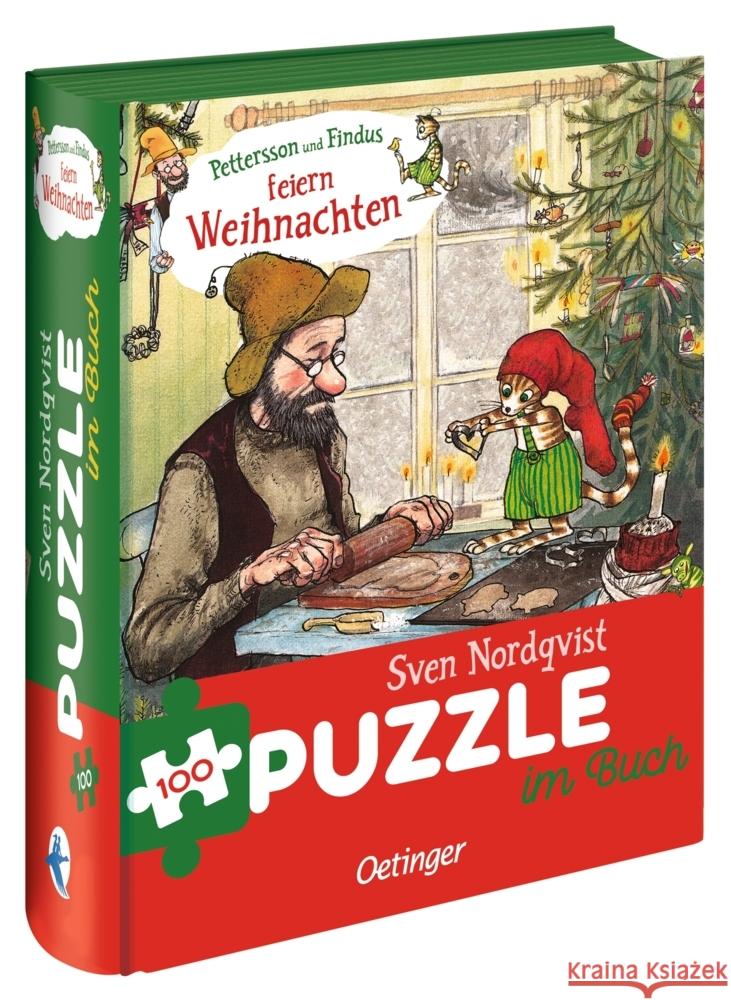 Pettersson und Findus feiern Weihnachten. Puzzle im Buch. 100 Teile Nordqvist, Sven 4260512187422 Oetinger - książka