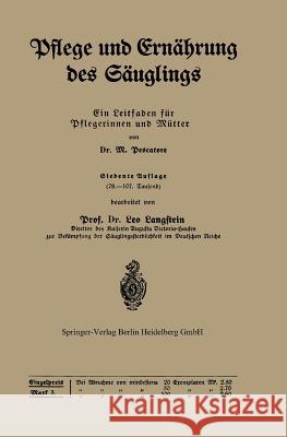 Pflege Und Ernährung Des Säuglings: Ein Leitfaden Für Pflegerinnen Und Mütter Pescatore, M. 9783642983320 Springer - książka