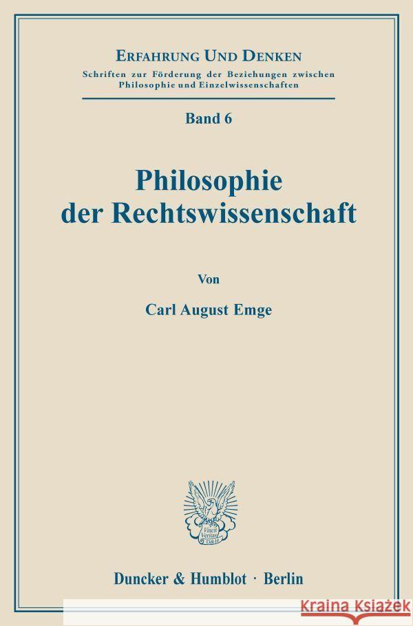 Philosophie Der Rechtswissenschaft Carl August Emge 9783428003587 Duncker & Humblot - książka