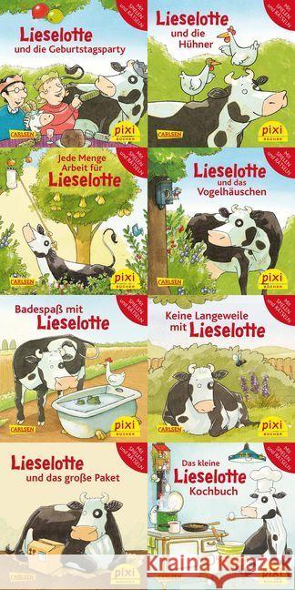 Pixi-Buch 2279-2286 (Lieselotte), 8 Hefte : Lieselotte und die Geburtstagsparty; Lieselotte und die Hühner; Jede Menge Arbeit für Lieselotte; Lieselotte und das Vogelhäuschen; Badespaß mit Lieselotte;  9783551044617 Carlsen - książka