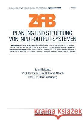 Planung Und Steuerung Von Input-Output-Systemen Albach, Horst 9783409114936 Gabler Verlag - książka