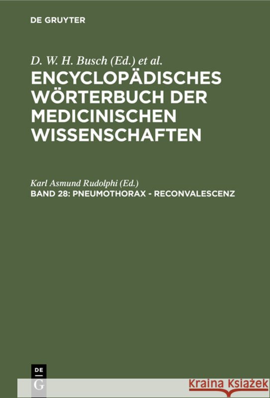 Pneumothorax - Reconvalescenz D W H Busch 9783111237077 De Gruyter - książka
