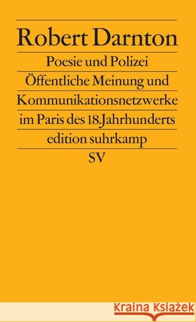 Poesie und Polizei Darnton, Robert 9783518122310 Suhrkamp - książka