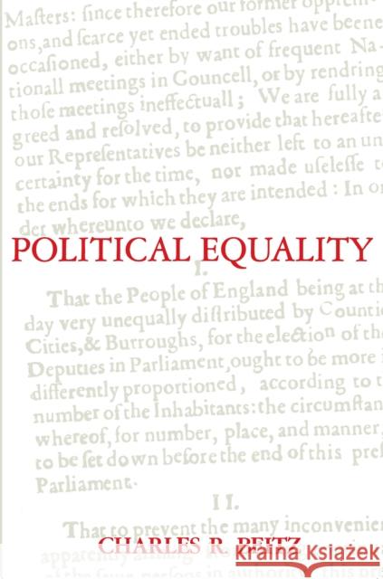 Political Equality: An Essay in Democratic Theory Beitz, Charles R. 9780691022710 Princeton University Press - książka