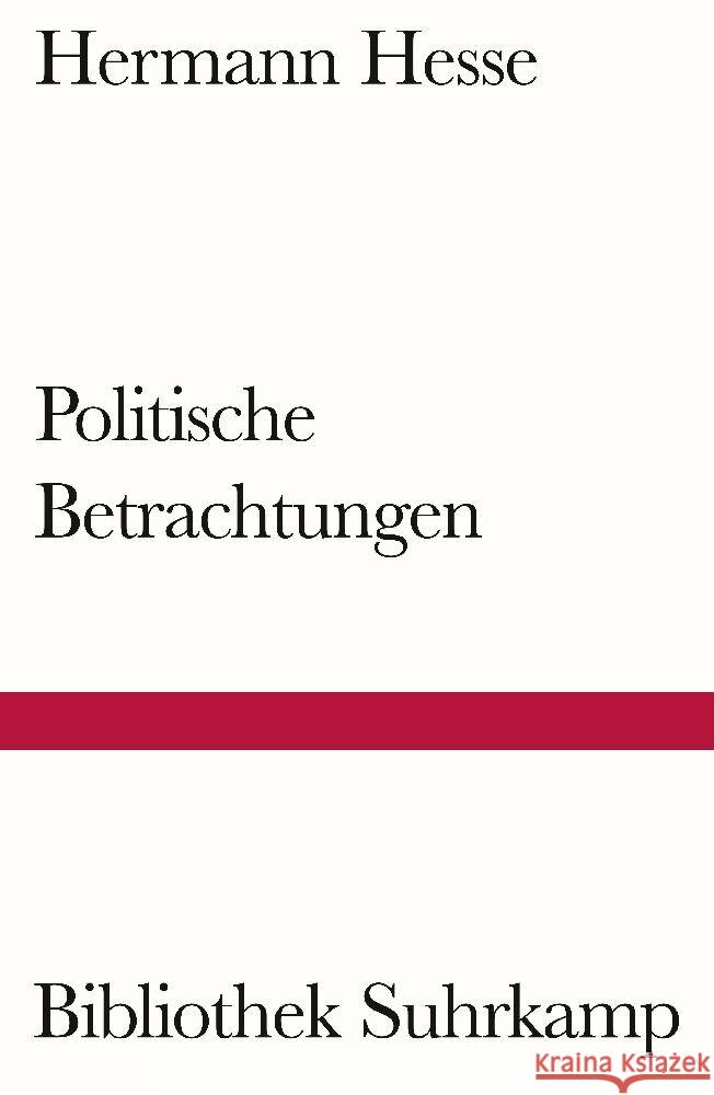 Politische Betrachtungen Hesse, Hermann 9783518243886 Suhrkamp - książka