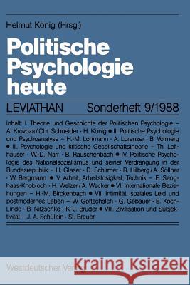 Politische Psychologie Heute Helmut Konig 9783531119328 Vs Verlag Fur Sozialwissenschaften - książka