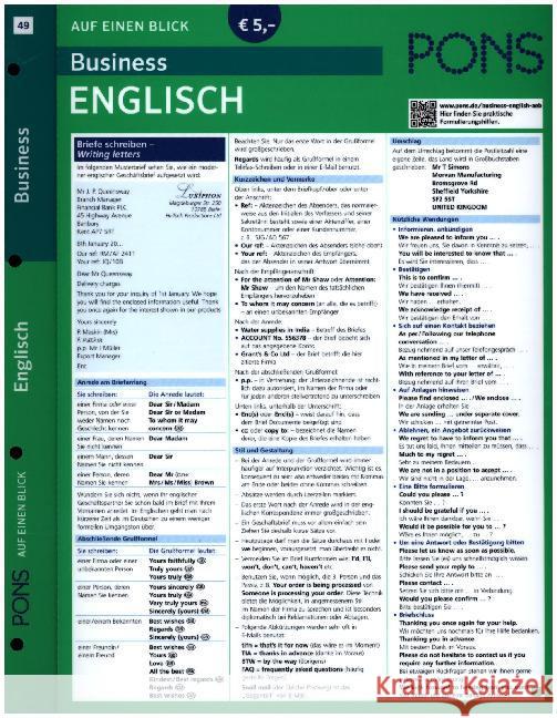 PONS auf einen Blick Business Englisch  9783125628014 PONS - książka