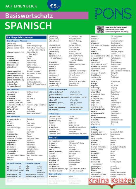 PONS Basiswortschatz Spanisch auf einen Blick  9783125626911 PONS - książka