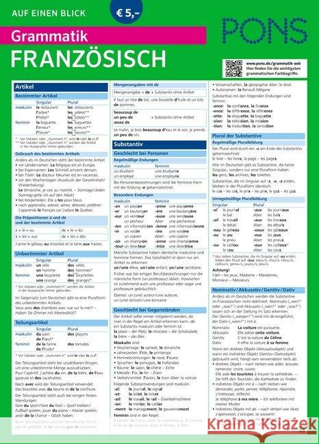 PONS Grammatik auf einen Blick, Französisch  9783125618992 PONS - książka
