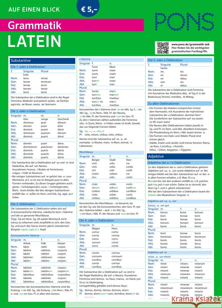 PONS Grammatik auf einen Blick, Latein  9783125619074 PONS - książka