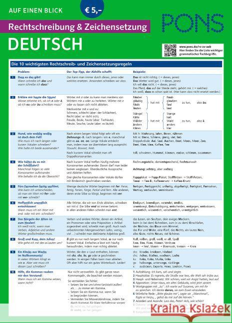 PONS Rechtschreibung & Zeichensetzung auf einen Blick, Deutsch  9783125626997 PONS - książka