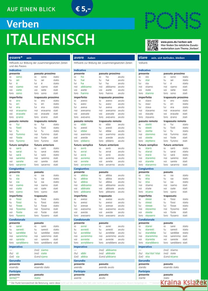 PONS Verben auf einen Blick Italienisch  9783125626713 PONS - książka