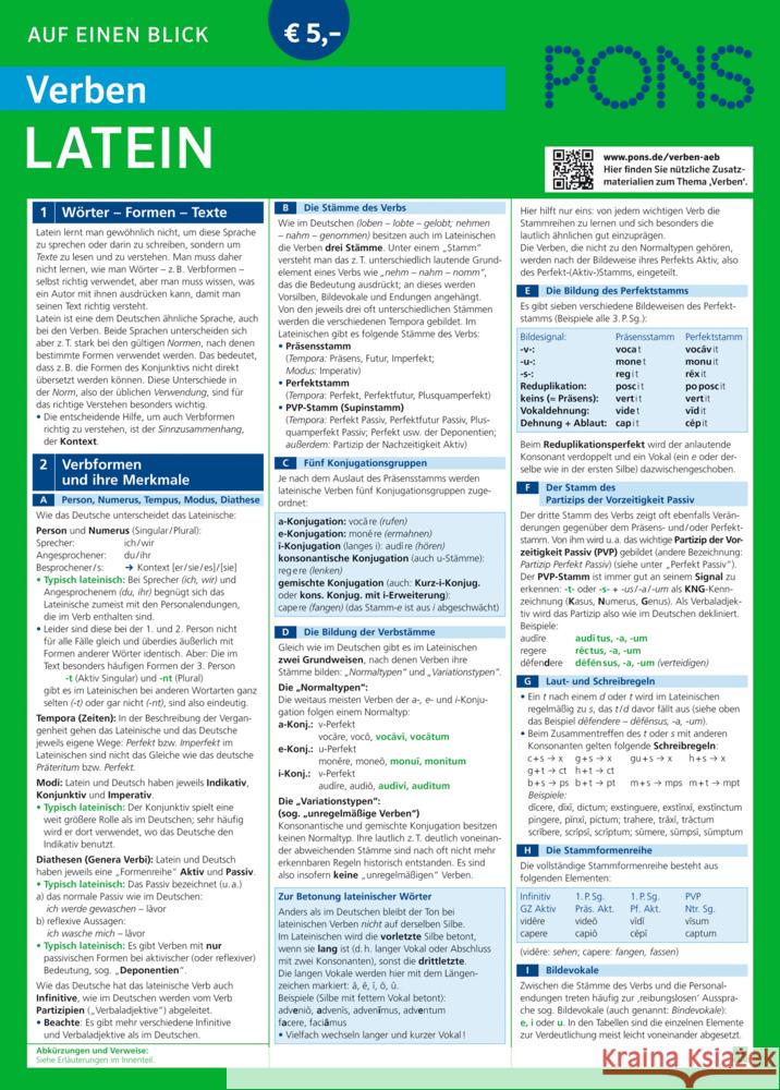 PONS Verben auf einen Blick Latein  9783125626720 PONS - książka