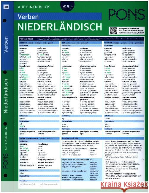 PONS Verben auf einen Blick, Niederländisch  9783125628045 PONS - książka