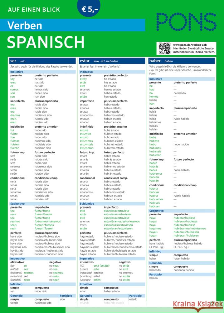 PONS Verben auf einen Blick Spanisch  9783125626706 PONS - książka
