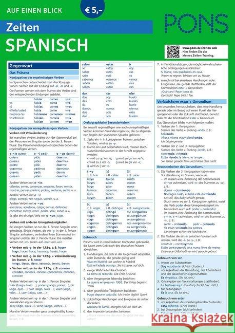 PONS Zeiten auf einen Blick Spanisch  9783125628298 PONS - książka