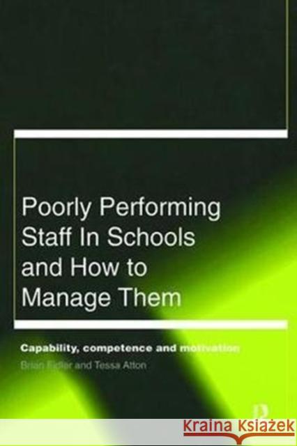 Poorly Performing Staff in Schools and How to Manage Them: Capability, Competence and Motivation Tessa Atton 9781138421684 Routledge - książka