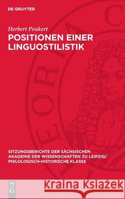 Positionen Einer Linguostilistik Herbert Peukert 9783112711507 de Gruyter - książka