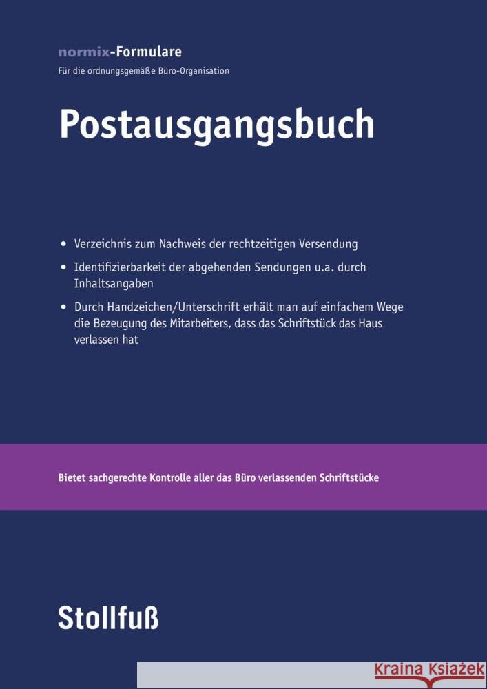 Postausgangsbuch  9783087100429 Stollfuß Verlag Buch - książka