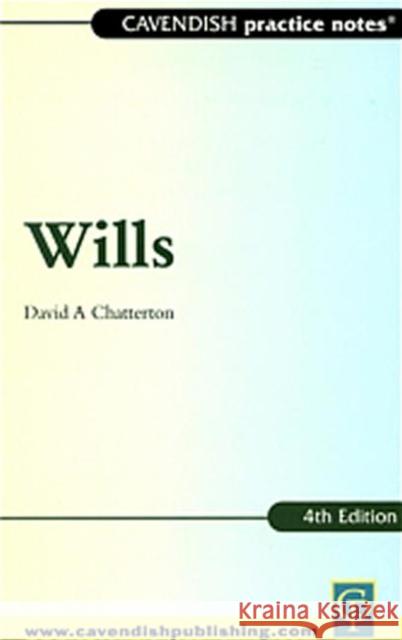 Practice Notes on Wills David Chatterton David Chatterton  9781859416631 Taylor & Francis - książka