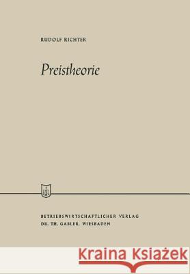 Preistheorie Rudolf Richter 9783409884921 Gabler Verlag - książka