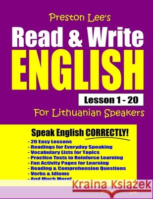 Preston Lee's Read & Write English Lesson 1 - 20 For Lithuanian Speakers Matthew Preston Kevin Lee 9781710166439 Independently Published - książka