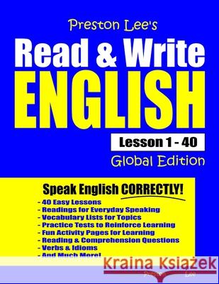 Preston Lee's Read & Write English Lesson 1 - 40 Global Edition Matthew Preston Kevin Lee 9781709016479 Independently Published - książka