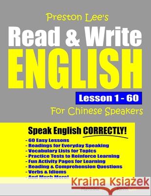 Preston Lee's Read & Write English Lesson 1 - 60 For Chinese Speakers Kevin Lee 9798630446305 Independently Published - książka