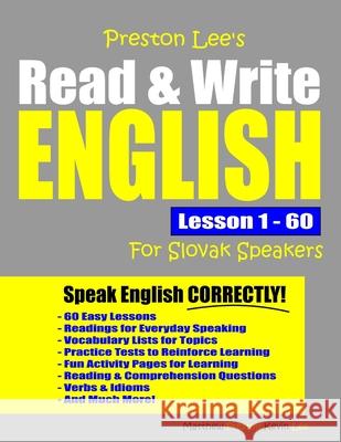 Preston Lee's Read & Write English Lesson 1 - 60 For Slovak Speakers Kevin Lee 9798630896261 Independently Published - książka