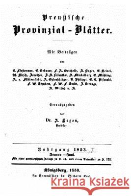 Preussische Provinzial-Blätter Preussische Provinzial-Blatter 9781519720665 Createspace Independent Publishing Platform - książka