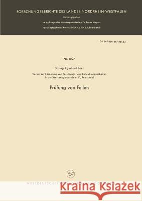 Prüfung Von Feilen Barz, Eginhard 9783663041016 Vs Verlag Fur Sozialwissenschaften - książka