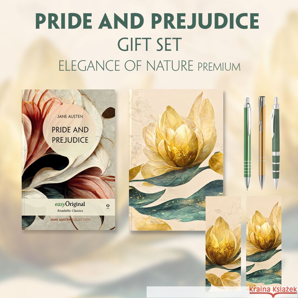 Pride and Prejudice (with audio-online) Readable Classics Geschenkset + Eleganz der Natur Schreibset Premium, m. 1 Beilage, m. 1 Buch Austen, Jane 9783991680857 EasyOriginal - książka