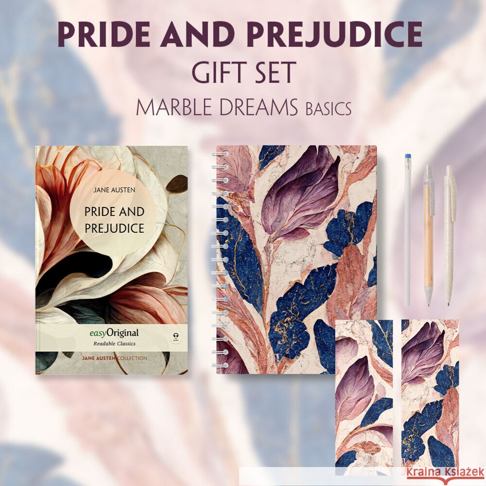 Pride and Prejudice (with audio-online) Readable Classics Geschenkset + Marmorträume Schreibset Basics, m. 1 Beilage, m. 1 Buch Austen, Jane 9783991680864 EasyOriginal - książka