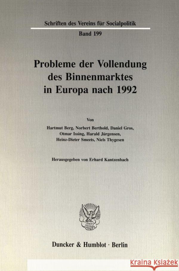 Probleme der Vollendung des Binnenmarktes in Europa nach 1992.  9783428069927 Duncker & Humblot - książka