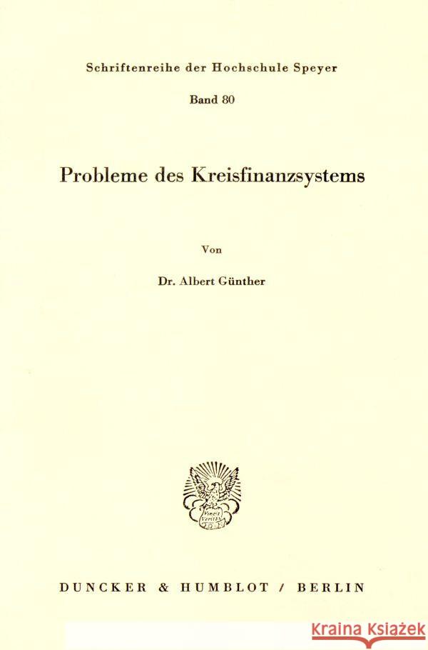 Probleme Des Kreisfinanzsystems Gunther, Albert 9783428046607 Duncker & Humblot - książka