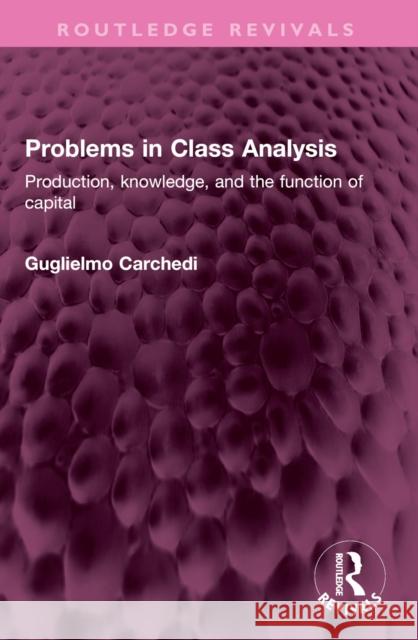 Problems in Class Analysis: Production, Knowledge, and the Function of Capital Guglielmo Carchedi 9781032409191 Routledge - książka